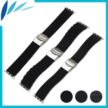 Correa De Caucho de silicona para Apple iWatch Reloj/Deporte/Edittion 38mm 42mm Correa de Bucle Banda de Cinturón de Pulsera de la Muñeca Negro + Herramienta