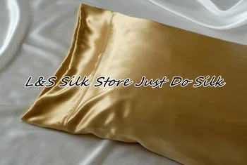 

Free shipping 100% pure silk pillowcase,champagne charmuse silk,housewife terse pillowcase Standard Queen King size ls1503-1