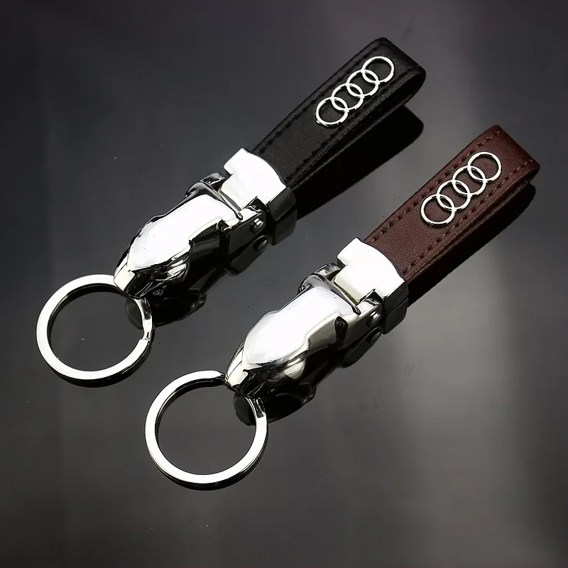 

For New Audi car logo metal leather men and women keychain Y-259