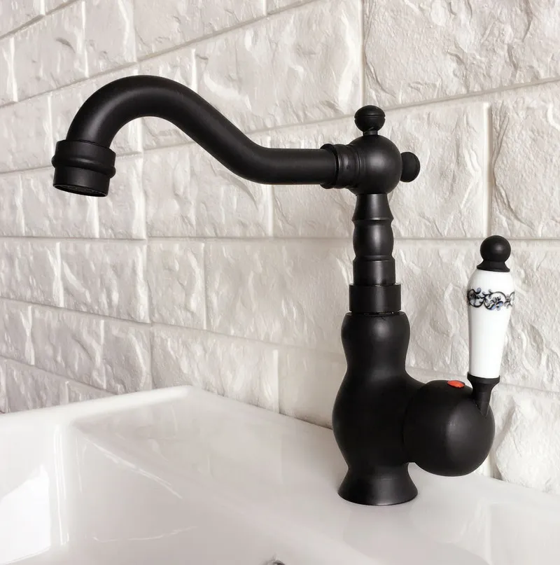 Swivel Spout Water Tap Oil Rubbed Black Bronze Single Handle Kitchen Sink & Bathroom Faucet Basin Mixer Tap anf357