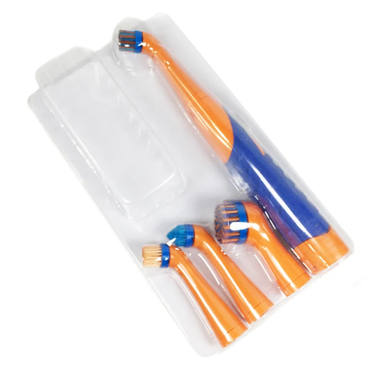 JX-LCLYL 26CM Super Sonic Scrubber Electric Cleaning Brush Household All Purpose W/4Heads Random Color