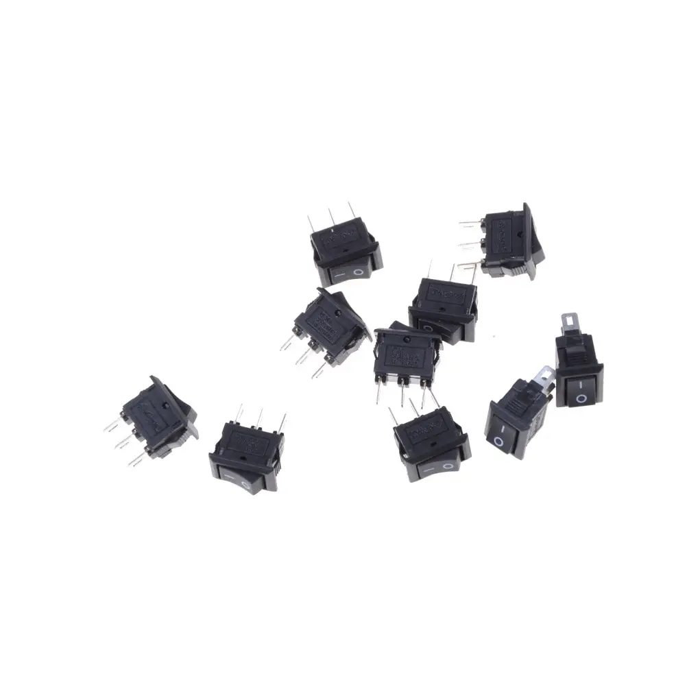 10*15mm SPST 3PIN ON/OFF G123 Boat Rocker Switch 3A/250V Black Color wholesale 10pcs/lot
