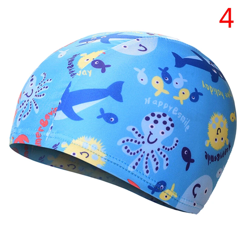 Популярные Водонепроницаемые Детские эластичные плавающие шапки с мультипликационным принтом, милая спортивная шапочка для бассейна для детей 3-9 лет, для мальчиков и малышей