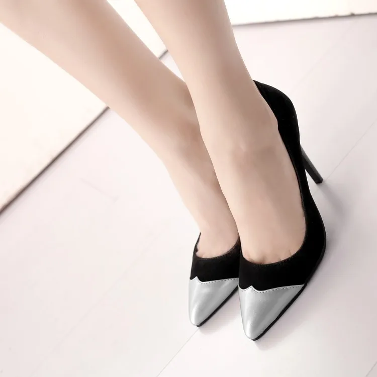 

Big Size 11 12 13 14 16 17 ladies high heels women shoes woman pumps Cusp Shallow mouth Blue Patchwork Single shoes