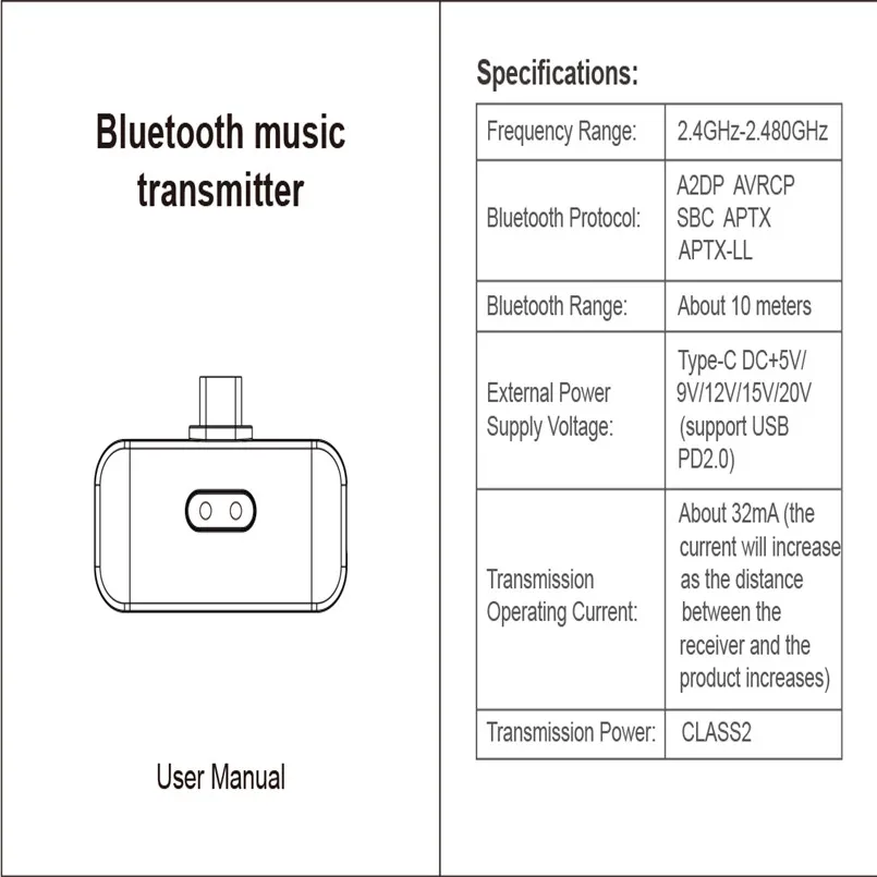 USB C to Bluetooth Audio Adapter Wireless Audio Transmitter Converter for Nintendo Switch for SONY PS4 40JUN40