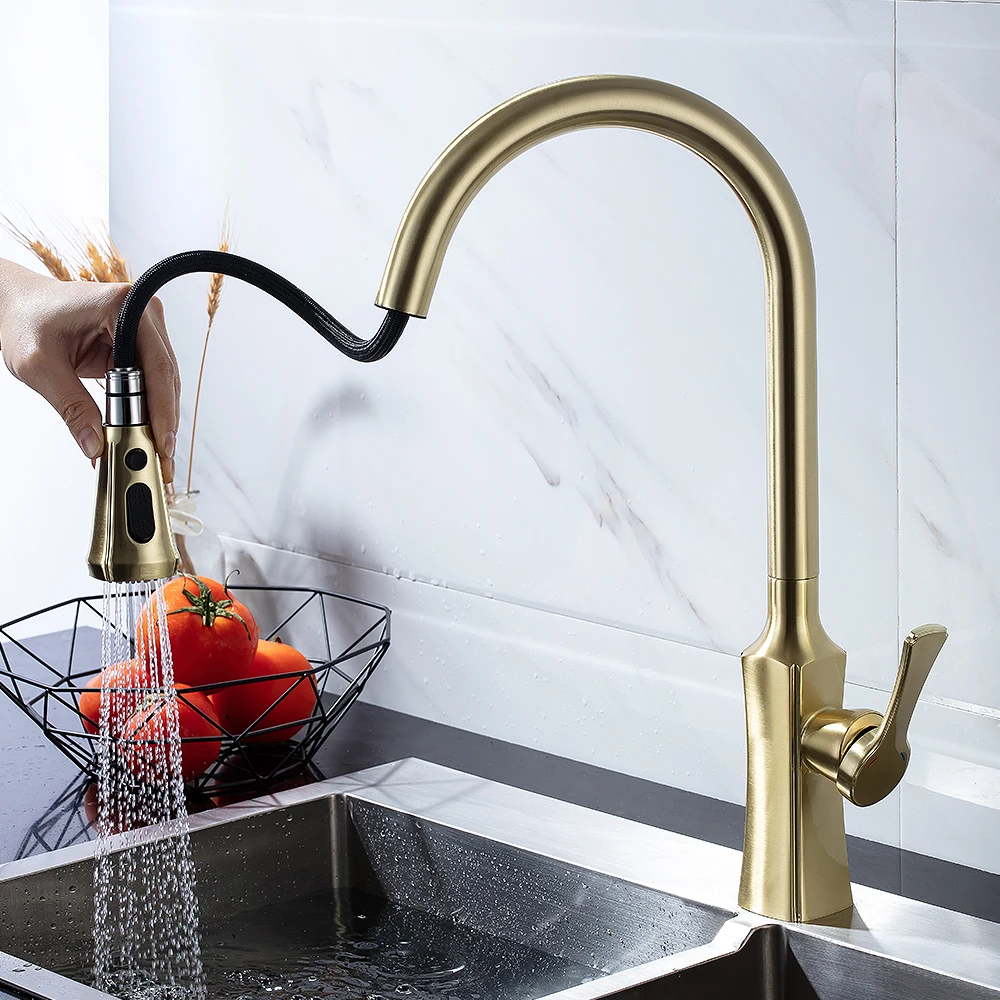 Kitchen Faucets Brushed Gold Torneira Para Cozinha De Parede Crane For Kitchen Water Mixer Tap Black Sink Mixer Faucet 866388J Kitchen Faucets Brushed Gold Torneira Para Cozinha De Parede Crane For Kitchen Water Mixer Tap Black Sink Mixer Faucet 866388J