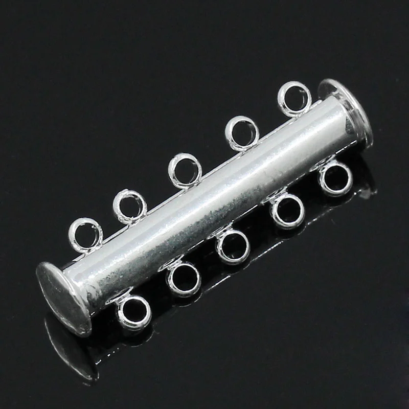 

8SEASONS 5 silver-color 5-Strands Magnetic Slide Clasps 30x10mm (B09345)