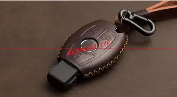 1個古典的な革車のキーfobケース保護カバーキーキーホルダー用メルセデスベンツc s e sクラスglk