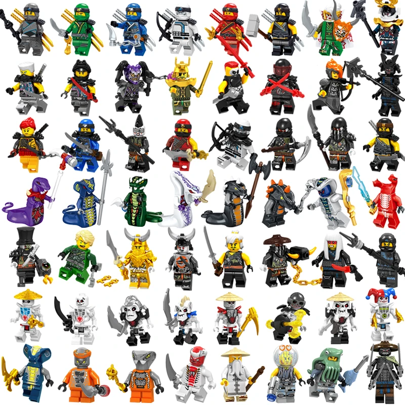 

56pcs LegoINGlys NinjagoING Movie Minifigure Sets Lloyd Garmadon Snake Pythor Weapons Building Blocks Educational Toys for Kids