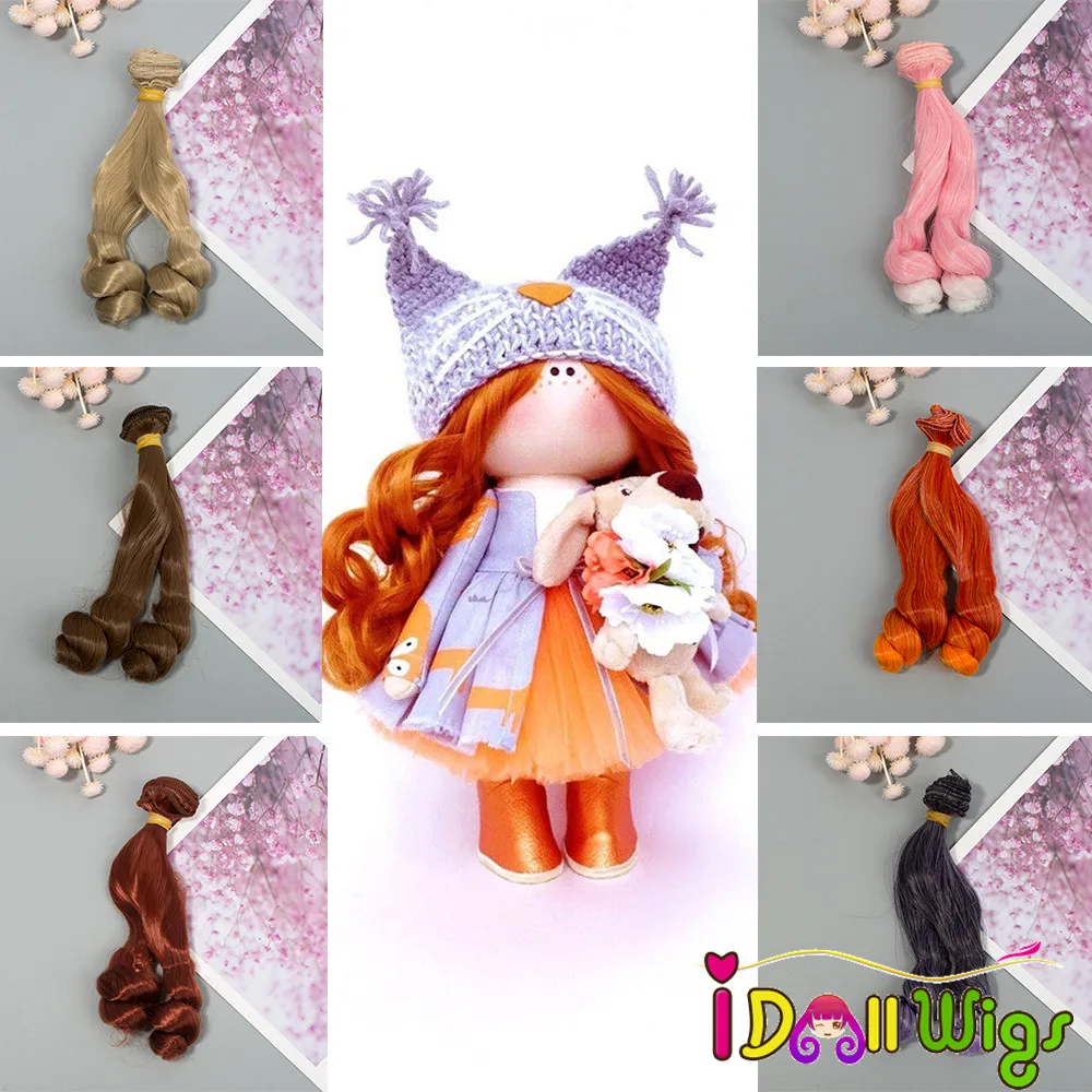 

Doll Accessories 1pcs 15*100cm Hair Extensions Curly Hair Wefts for 1/6 1/4 1/3 BJD/SD Doll Handmade Doll Wigs Hair