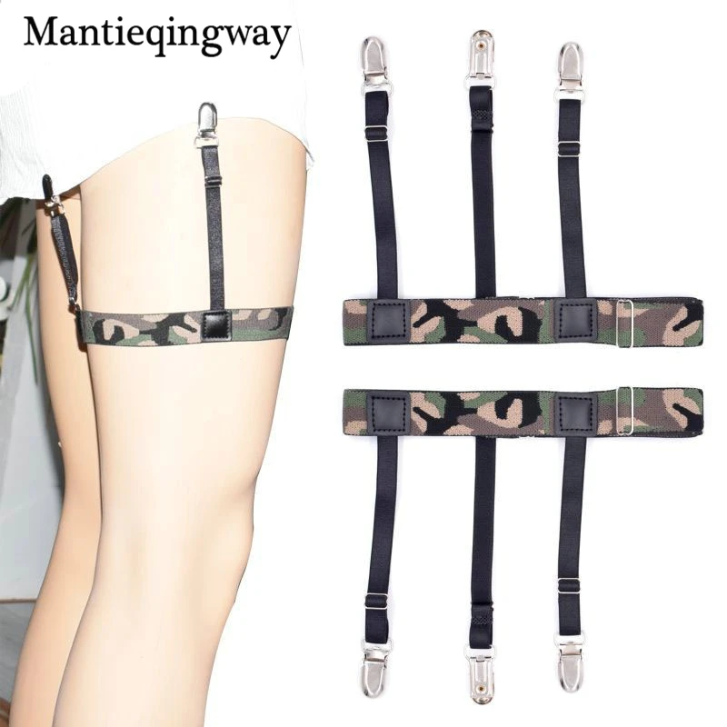 Mantieqingway Мужская рубашка остается подвязки регулируемые камуфляж подтяжки ВЗРОСЛЫЕ рубашки подвязки держатель Suspensorio ремень