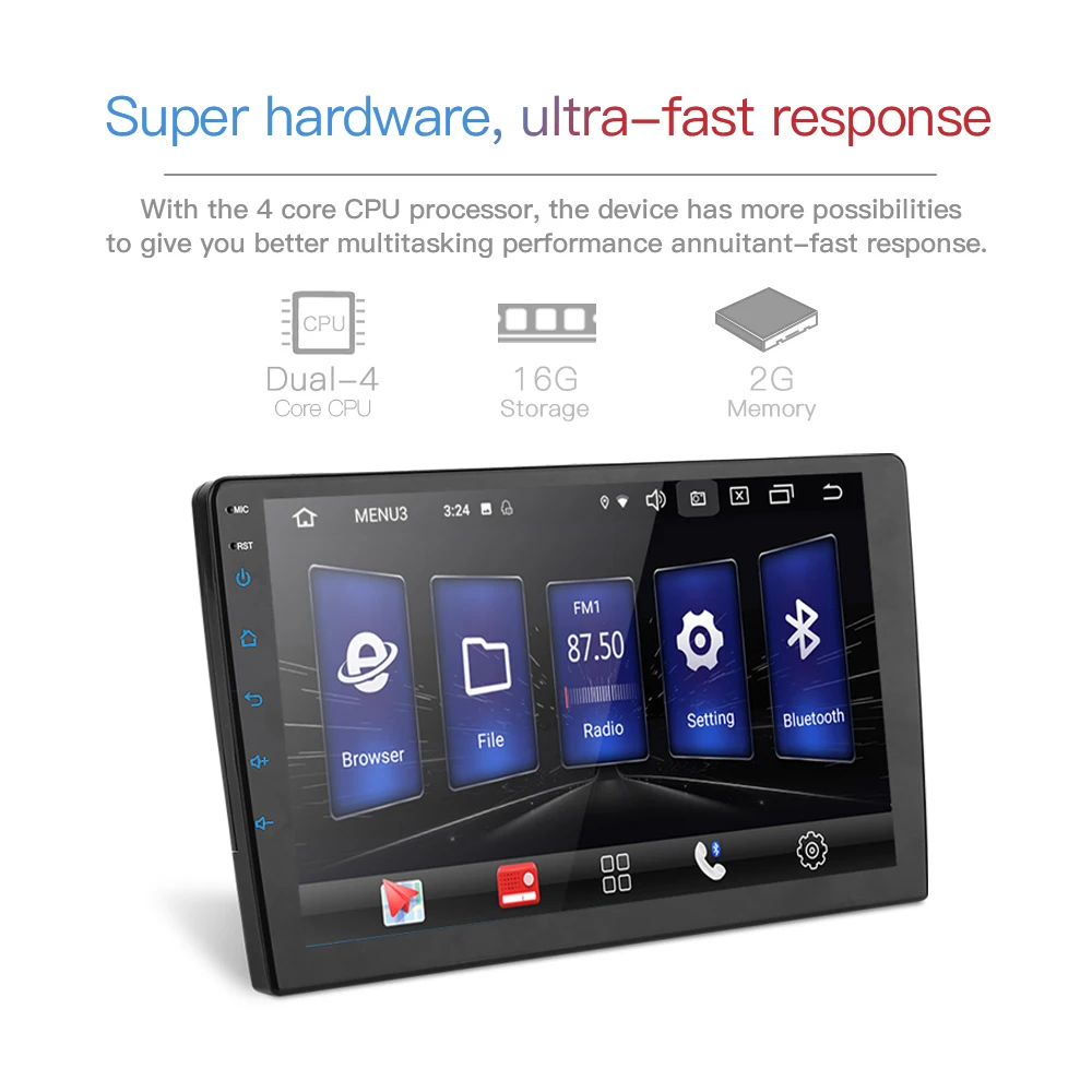 Perfect 2 din car Android 9.0 RAM 2G ROM 16G GPS Navigation Bluetooth For Nissan VW Toyota WiFi Multi-Media 9 10 inch car Radios Player 1