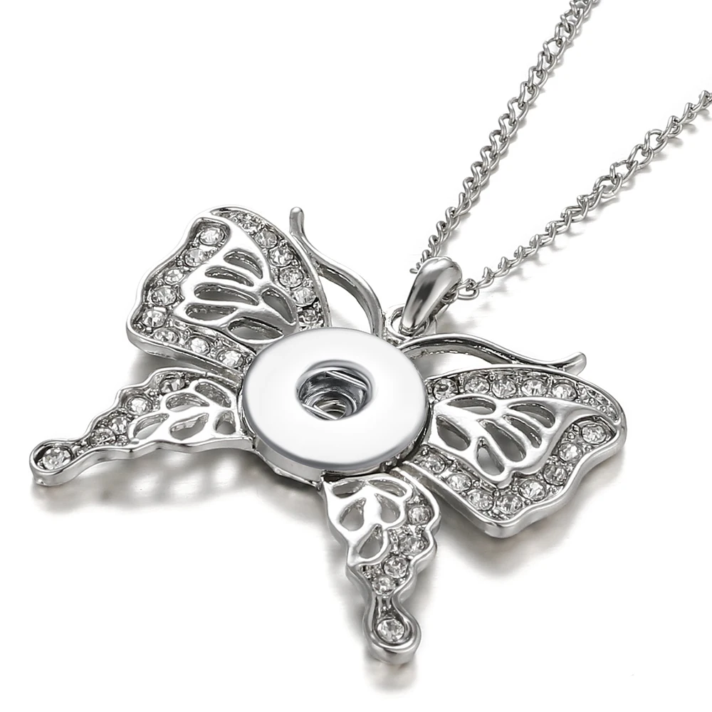 2019 hot sales butterfly Snap Pendant Necklace 18mm Button Jewelry Snaps For 20mm for women | Украшения и аксессуары