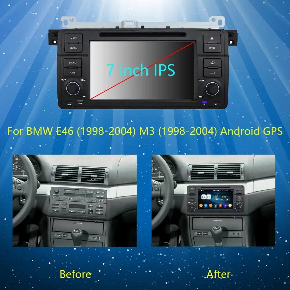 Perfect 7"IPS 8Core 4G+64G Android 9.0 Car DVD Player GPS Radio for BMW 3 Series E46 M3 318i 320i 325i 328i Rover 75 MG ZT DSP Parrot BT 2