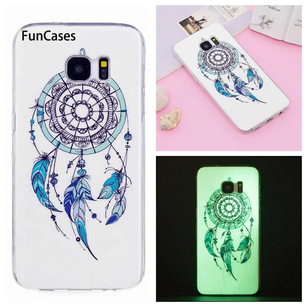 Светящийся чехол для coque samsung Galaxy S7 Edge силиконовый S6 края Серебристые блеск