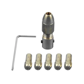 

7Pcs Brass Collet Small Metal Durable Solid Brass Collet Center Shaft Collet Drill Chuck with a Allen Key Clamp