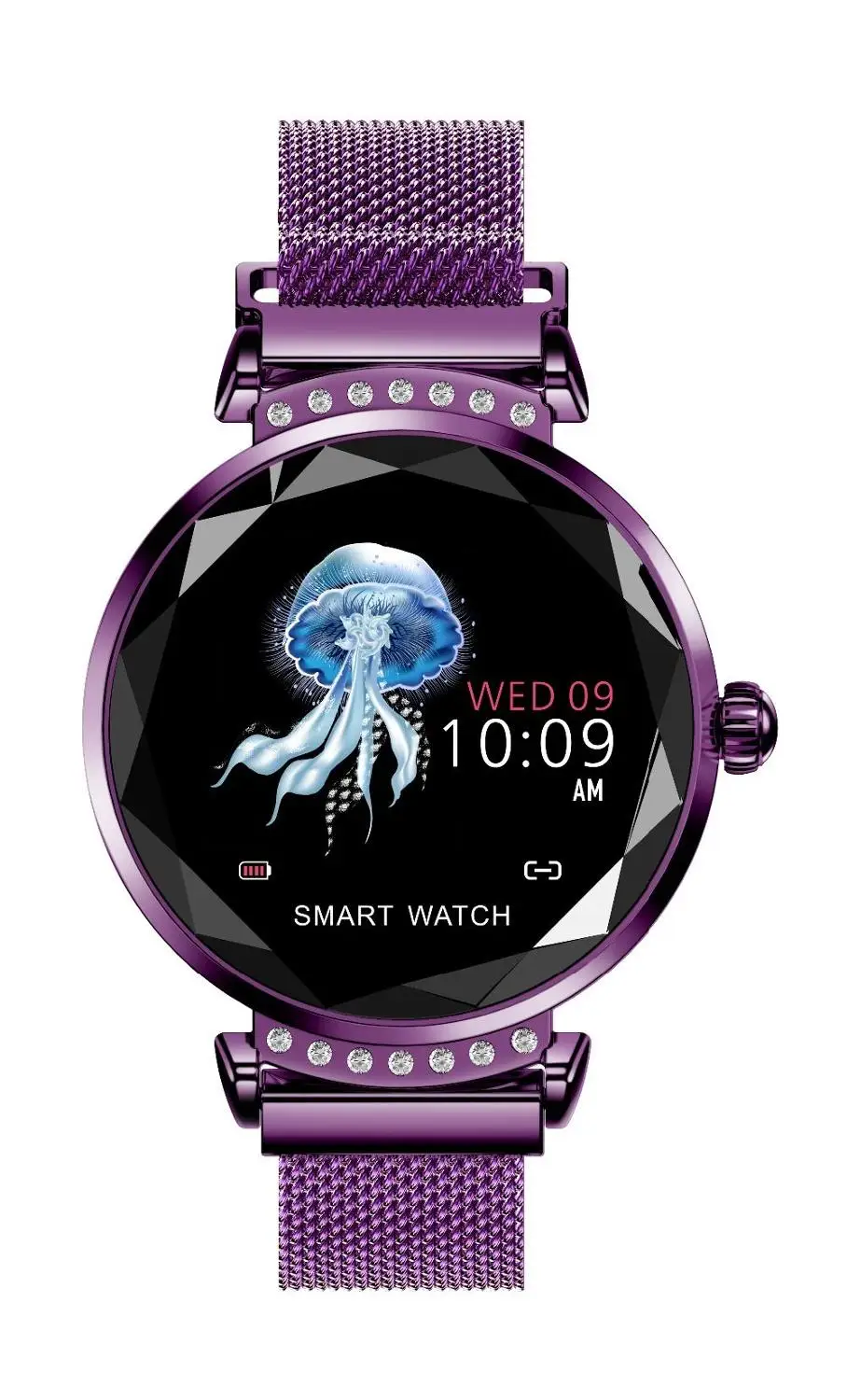 Новейшая мода H2 Смарт-часы для женщин 3D алмазное стекло сердечный ритм кровяное давление монитор сна лучший подарок умные часы - Цвет: purple