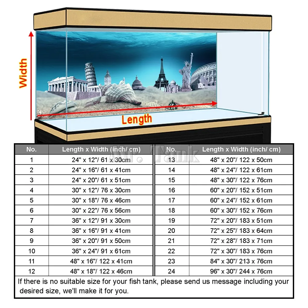 Изготовление размеров под заказ аквариумный фон плакат с самоклеющейся аттракционы ПВХ Аквариум Украшение Аксессуары пейзаж обои