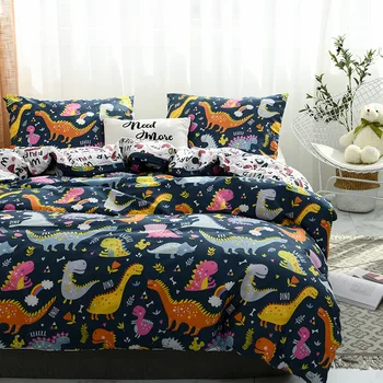 

Reactive Printing Bedding Set 2 3 Pieces Duvet Cover Pillowcase Kit Dinosaur Family Colorful Bicycle Europe AU US Single Double