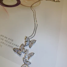 Новинка 925 стерлингового серебра ювелирные изделия AAA кубический циркон Свадебная цепочка для женщин несколько Бабочка ожерелье s& Подвески