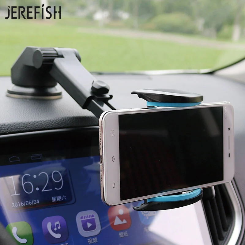 

JEREFISH Car Phone Holder Washable Suction Cup Dashboard Windshield Mobile Phone Retractable Car Mount Stand for GPS Device