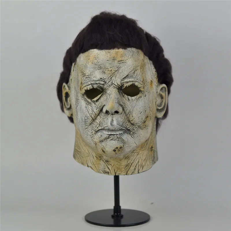 

New Scary Michael Myers Mask Latex Party Trick Cosplay Face Mask with Brown Wig Halloween Scary Film Mask Dropshipping