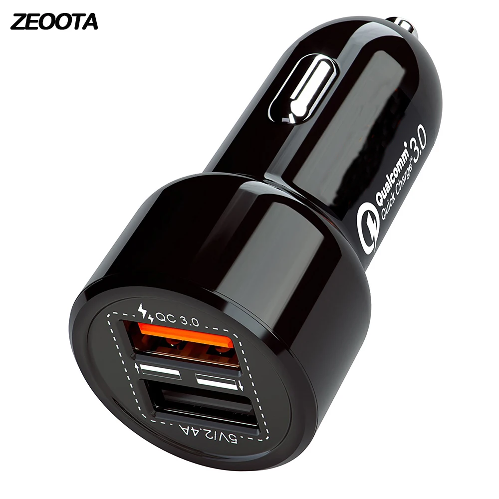 

USB Car Charger 2.4A Quick Charge 3.0 Smart IC Dual USB Car Charger Adapter for iOS Android Devices Samsung Huawei Xiaomi IPhone