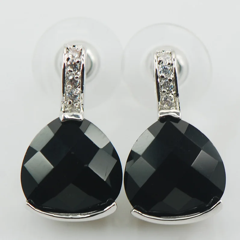 Женские серьги из серебра с ониксом|silver crystal earrings|crystal earrings925 sterling |
