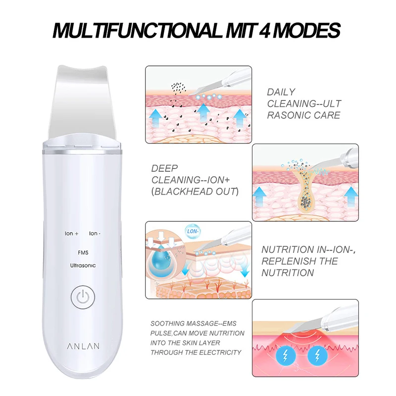 Najtaniej ANLAN ultradźwiękowy skruber skóry środek oczyszczający do twarzy zaskórnika usuwanie trądziku spa dla twarzy masażer wibracyjny ultradźwięki Peeling wody narzędzia