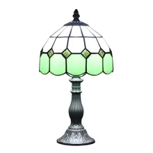 Настольные лампы Тиффани современные зеленый Стекло рядом стол светильник Средиземное море Стиль Спальня E14 110 В-240 В