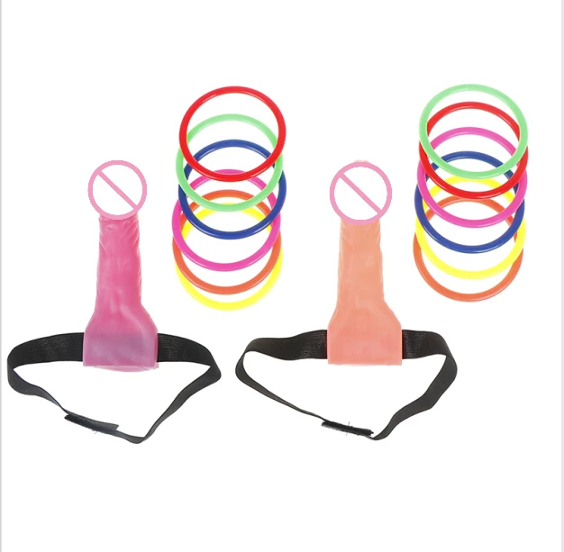 2 Penis +12 Hole/ring Bachelorette Party Supplies Penis Toss Dick Heads Hen Night Ring Toss Game Bridal Shower Decoration 1 Set