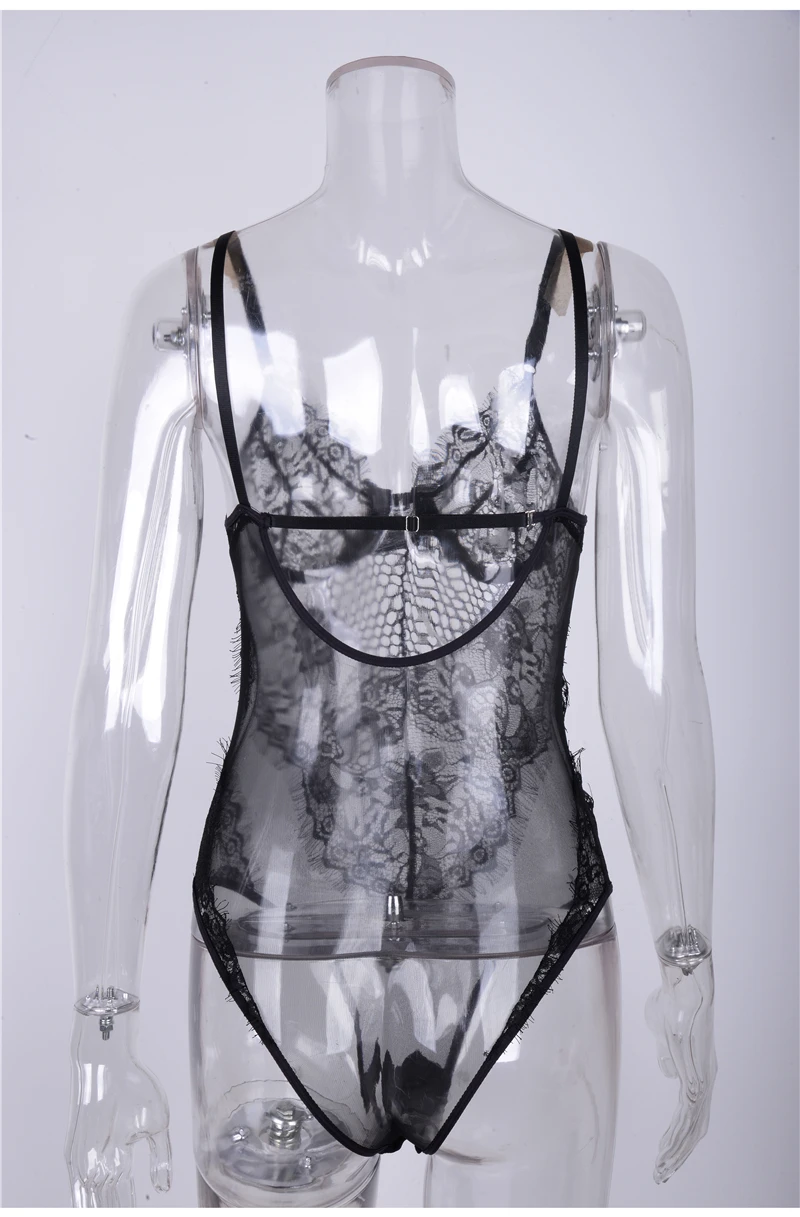 NewAsia Underwired White Lace Bodysuit Women 2019 Summer See Through Sexy Bodysuit Black Hollow Out Patchwork Mesh Body Mujer