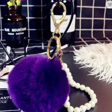 Новые меховый брелок-помпон сумка Шарм Золотое кольцо помпоном меховой мяч брелок