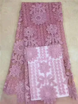 

Nigerian Lace Fabrics For Wedding 2019 African Lace Fabric With sequins High Quality White Embroidery French Lace grey, peach