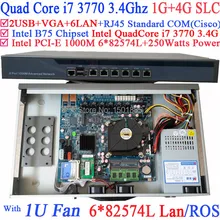 Intel Quad-Core i7 3770 Маршрутизатор с Брандмауэром 6 Intel PCI-E 1000 М 82574L Gigabit LAN ROS 1 Г RAM 4 Г SLC