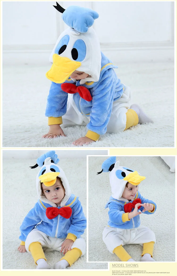 Baby Cartoon Rompers Newborn Hooded Toddler Clothing Boys Girls Minions Animal Jumpsuit Playsuit Costume Flannel Baby Rompers