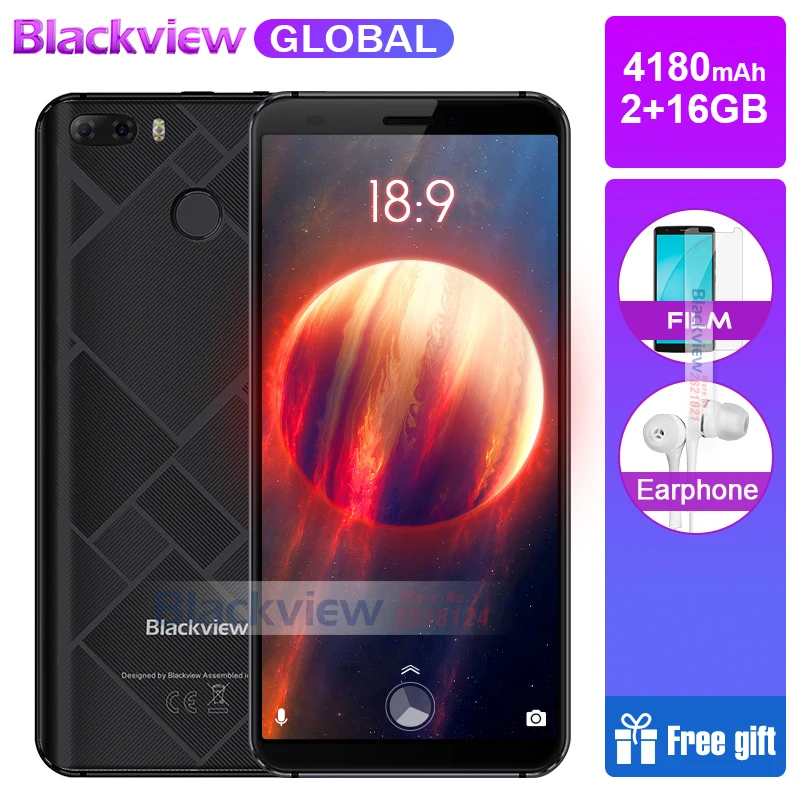 Blackview S6 5,7 дюймов 18:9 HD+ полноэкранный смартфон MT6737VWH четырехъядерный 2 Гб ОЗУ 16 Гб ПЗУ двойная задняя камера мобильный телефон