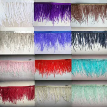 

New! Wholesale high quality 10 yards of white ostrich feather ribbon, feather length 8-10cm / DIY clothing accessories
