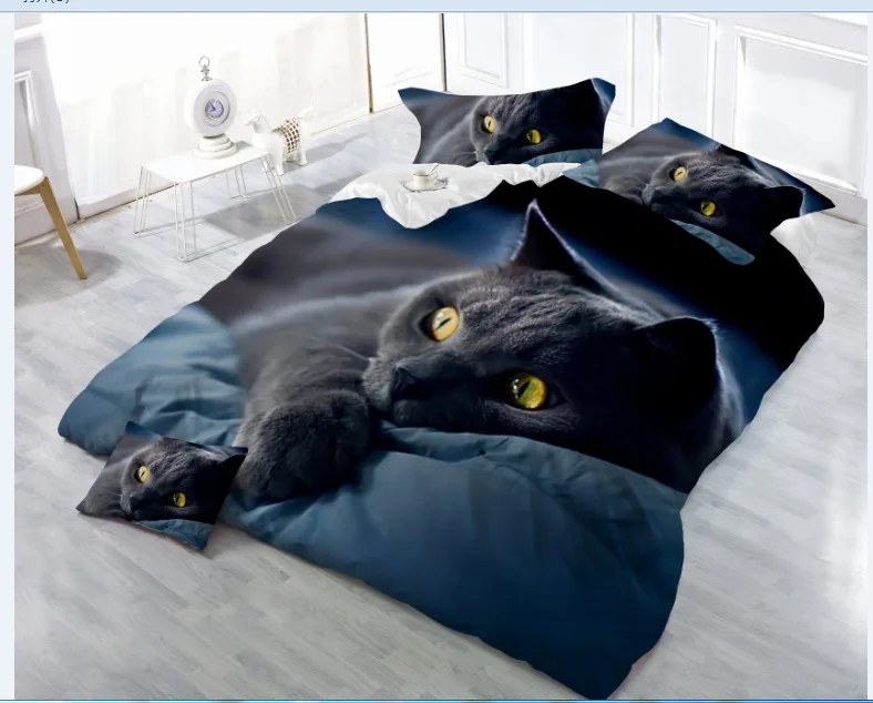 

4pcs 3D Animal Printing Bed Set for Children Black Cat Dogs Tiger and Lion Pattern Duvet Cover Sets Luxury Queen Size Bedding