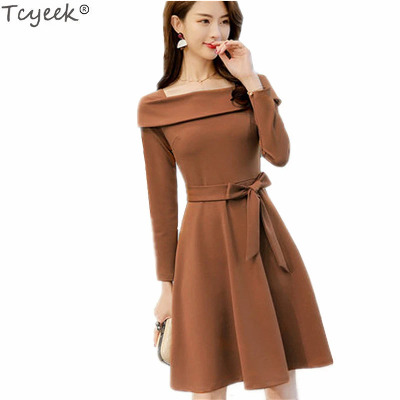

Tcyeek 2019 Party Dress Women's Fashion Spring Clothes Office Ladies Work Dresses Autumn Long Sleeve Tunic Vestidos Cloth LWL253