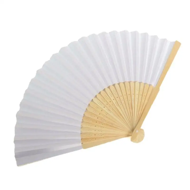Blank White Diy Paper Bamboo Folding Fan For Hand Practice