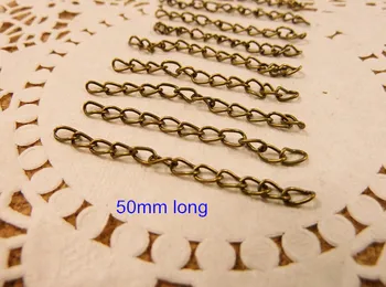 

100 pcs Metal Cable Extender Chain,50mm Long Antique Bronze Tone DIY Necklace or Bracelet Accessories - Free Shipping