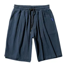 Плавки из хлопка и льна, пляжные шорты для мужчин, быстросохнущие свободные шорты размера плюс, летние повседневные спортивные шорты, мужские шорты на шнурке