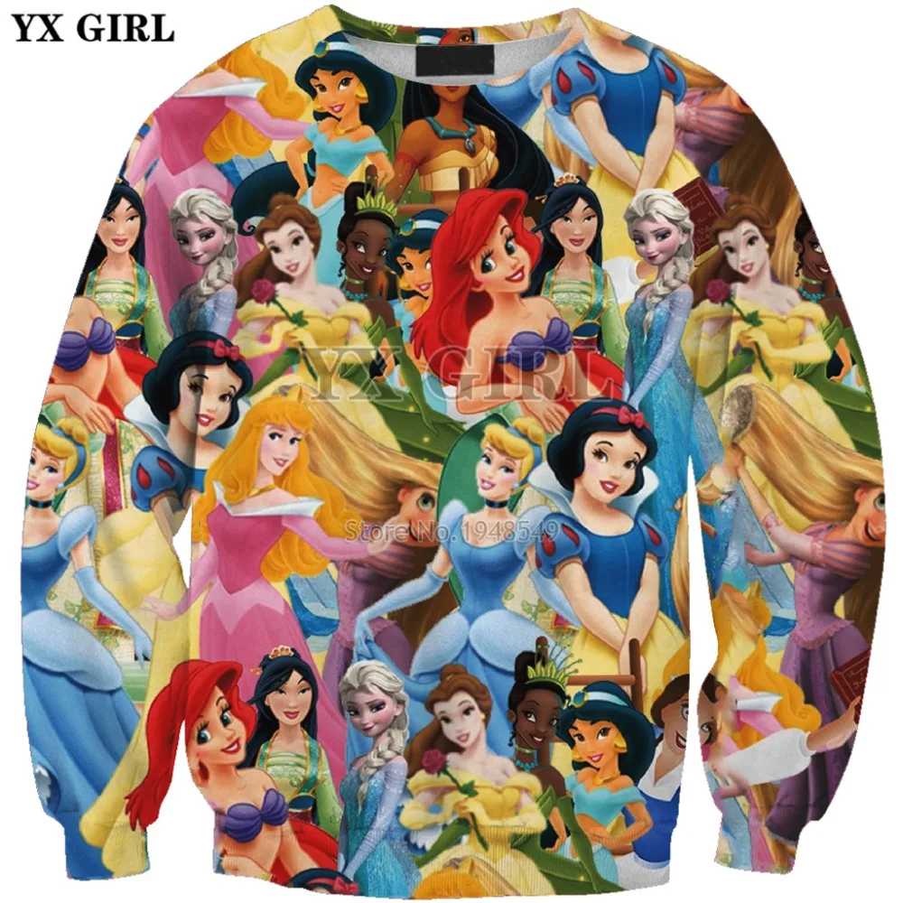 YX GIRL Drop shipping 2019 New 3d Fashion Sweatshirt Classic cartoon patterns Fairy princess Printed Men Women Casual pullovers YX GIRL Drop shipping 2019 New 3d Fashion Sweatshirt Classic cartoon patterns Fairy princess Printed Men Women Casual pullovers