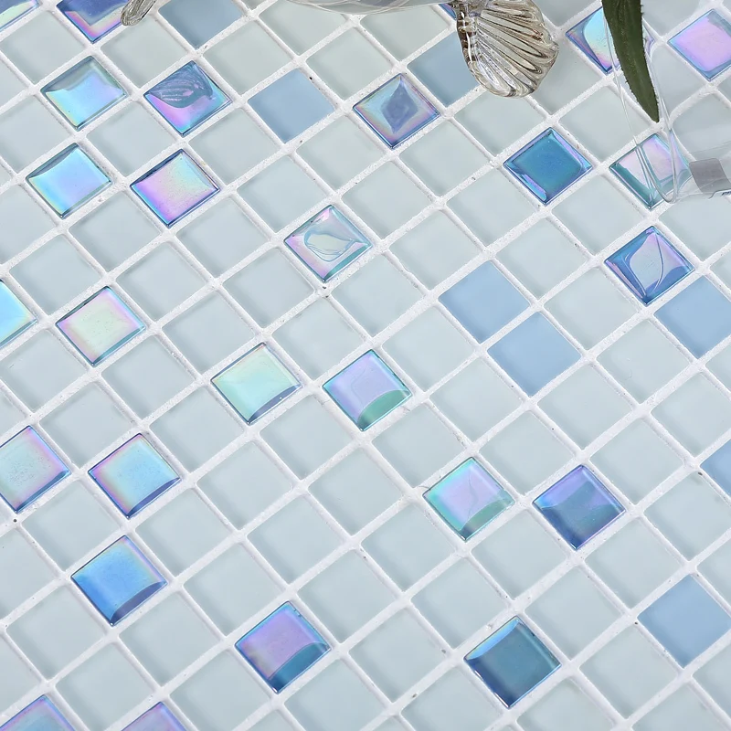 11 sheets/box blue glass mosaic tile for bathroom shower wall floor