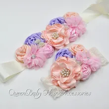 Vintage Inspiré Fleur Sash Correspondant Dentelle Bandeau De Maternité Ceinture Photo Prop