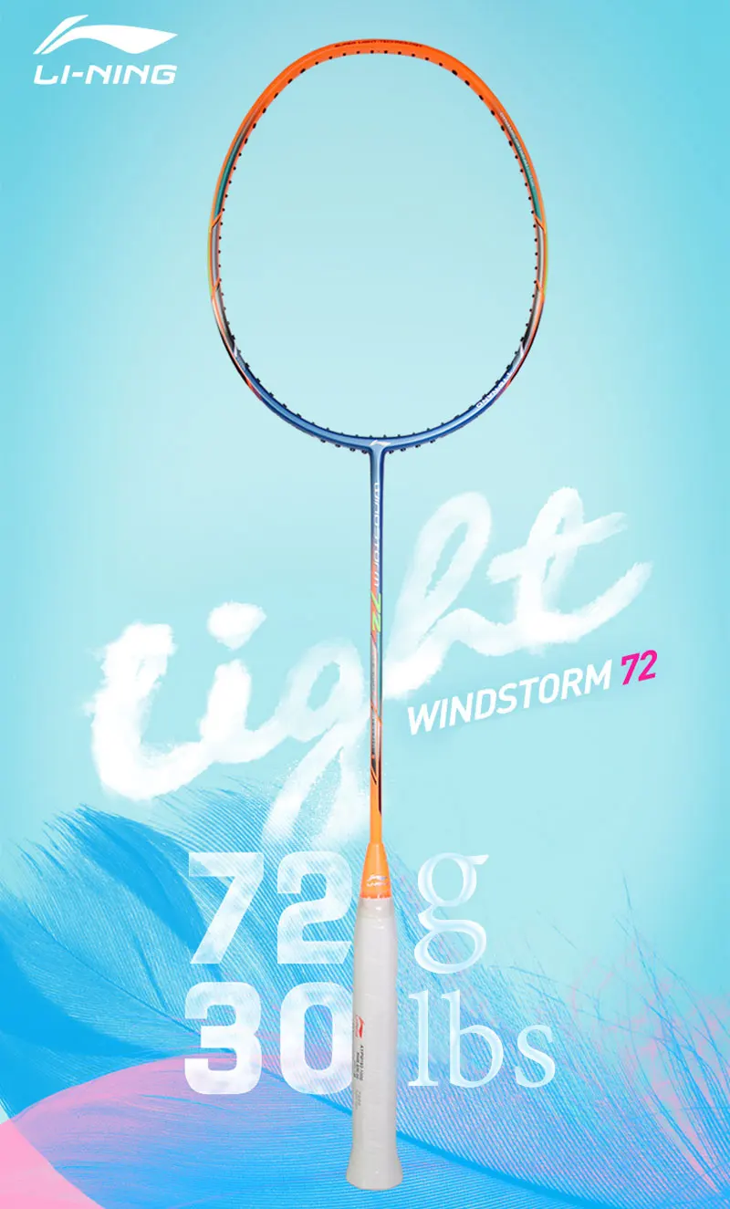 Li-Ning WINDSTORM 72 ракетка для бадминтона, одна ракетка, светильник, профессиональная подкладка из углеродного волокна, ракетка AYPM084/AYPM192/AYPM204 ZYF235