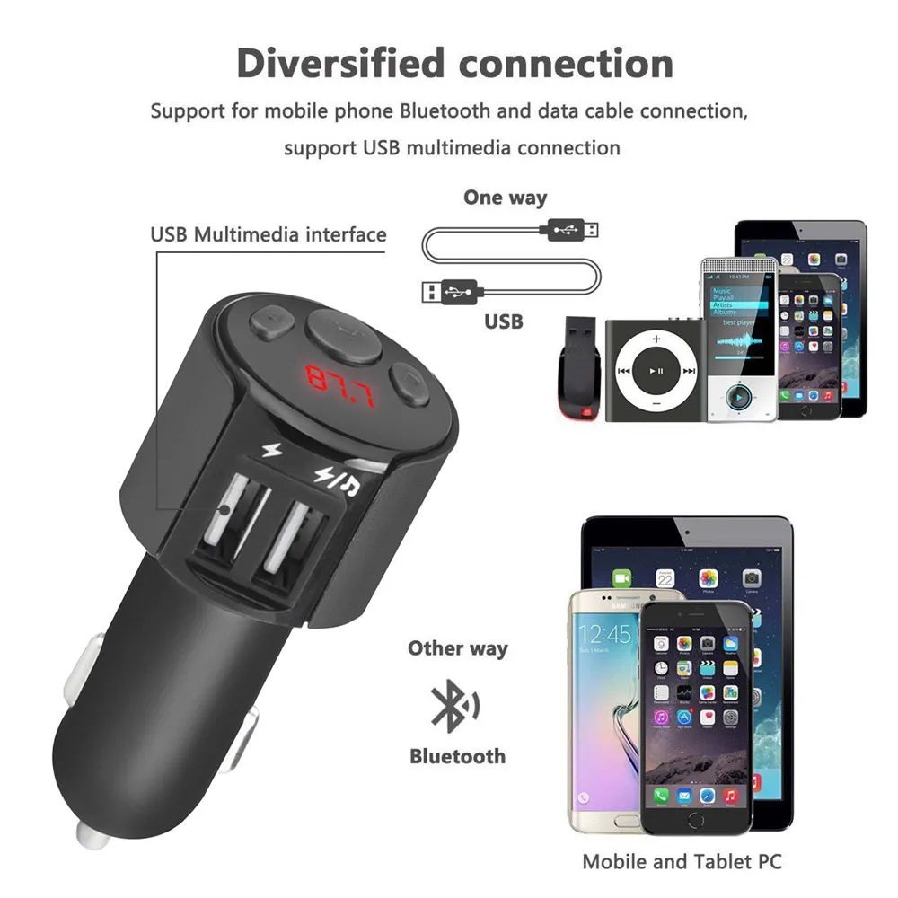 NEW Bluetooth Car Kit FM Transmitter Wireless Radio Adapter USB Charger Mp3 Player Fast Intelligent Charger Music Player