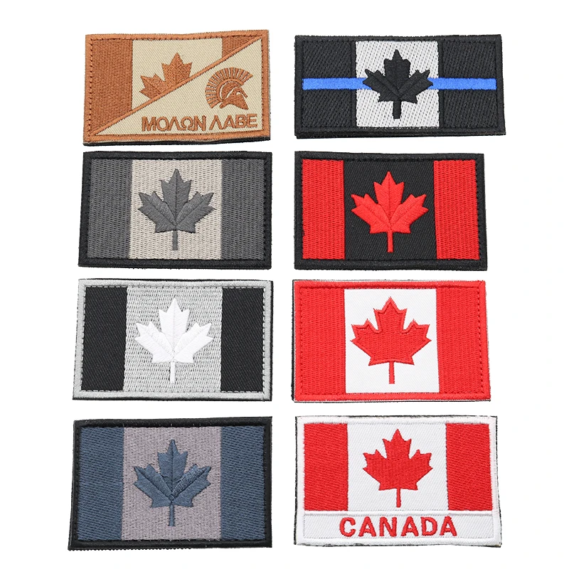 

Custom Embroidery Canada Flag Quebec Patch Army Tactical Uniform Maple Leaf Badge Bandage Flag Embroidery Patch Wholesale