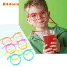 Hot! Funny Soft Plastic Straw Glasses Unique Flexible Drinking Tube Kids Party Bar Accessories